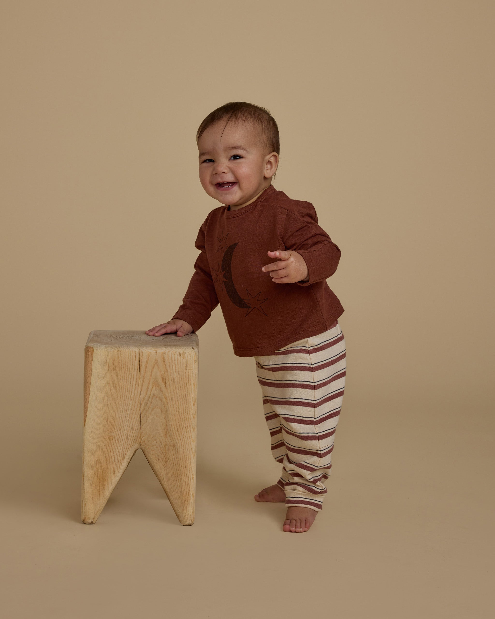 Baby Cru Pant || Brick Stripe