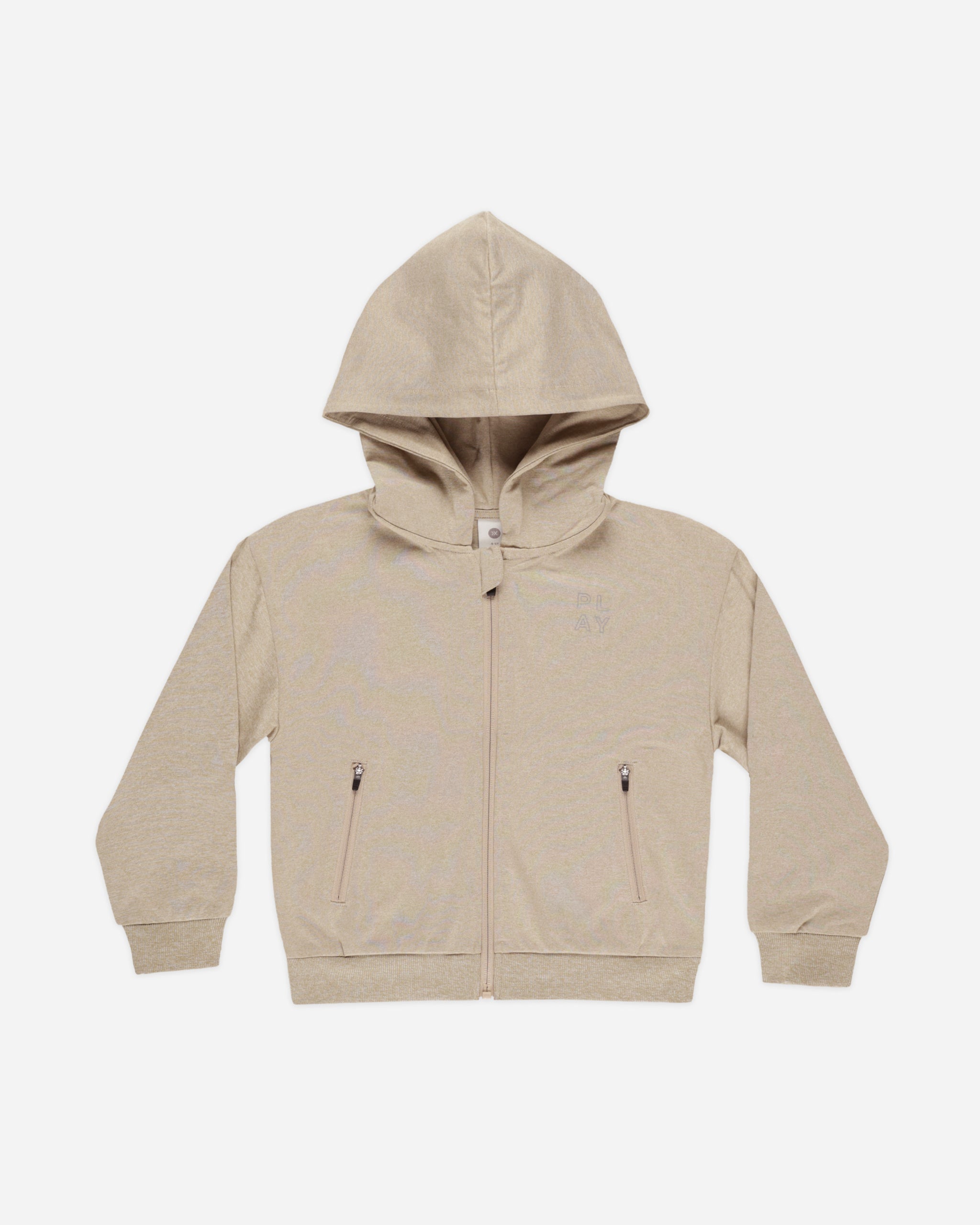 Zip-Up Tech Hoodie | Heathered Pebble