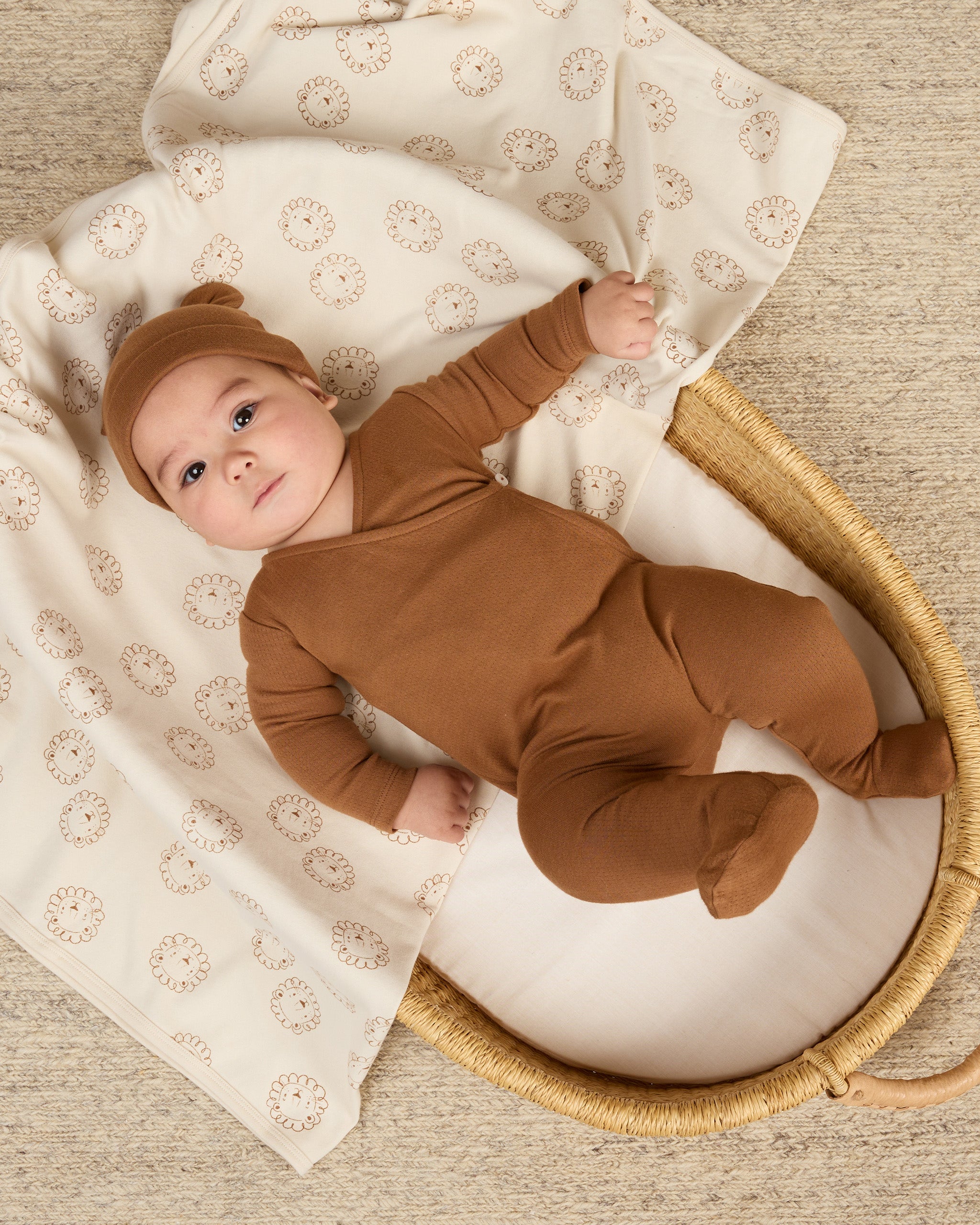 Pointelle Wrap Footie || Cinnamon