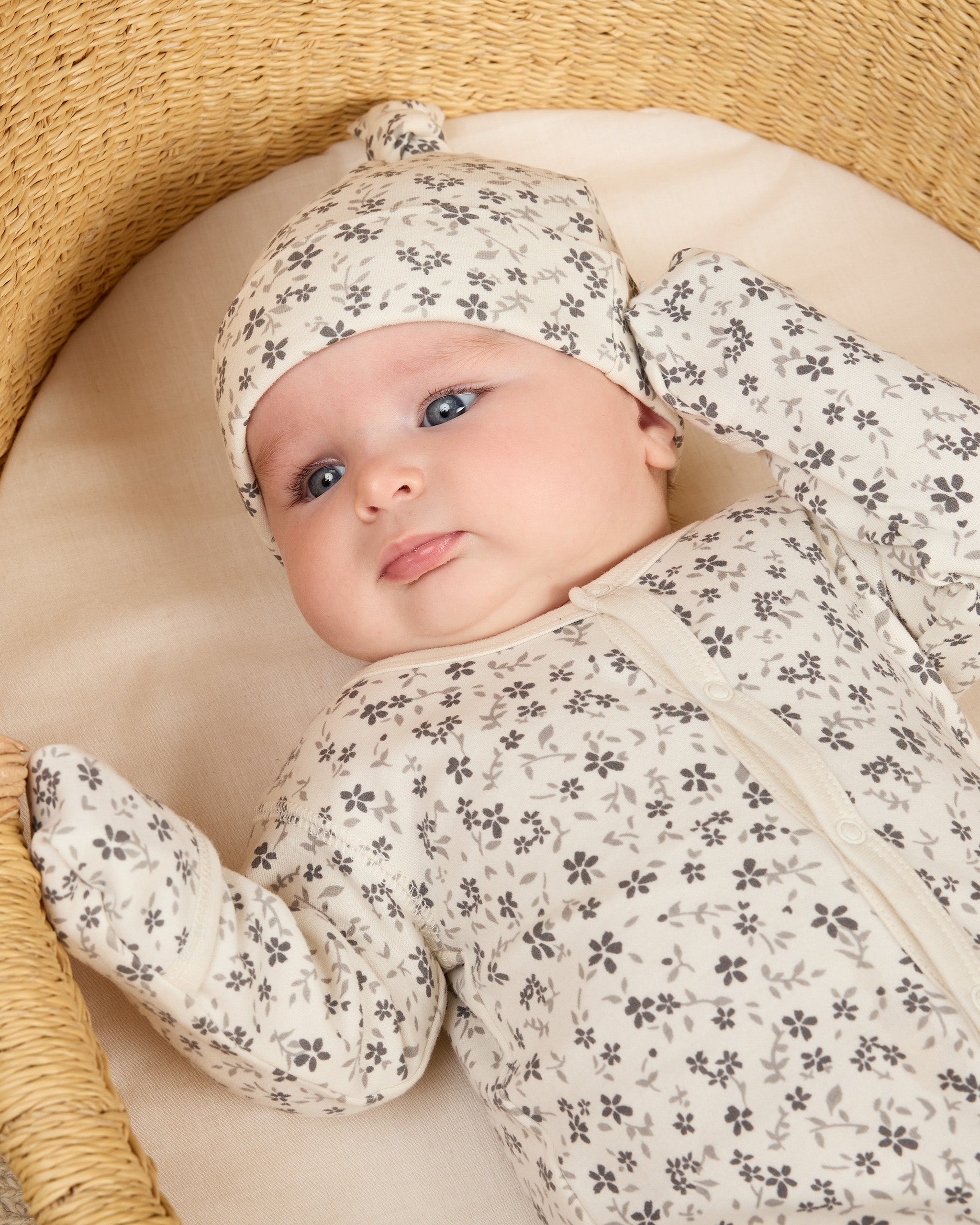 Knotted Baby Hat || Blue Floral