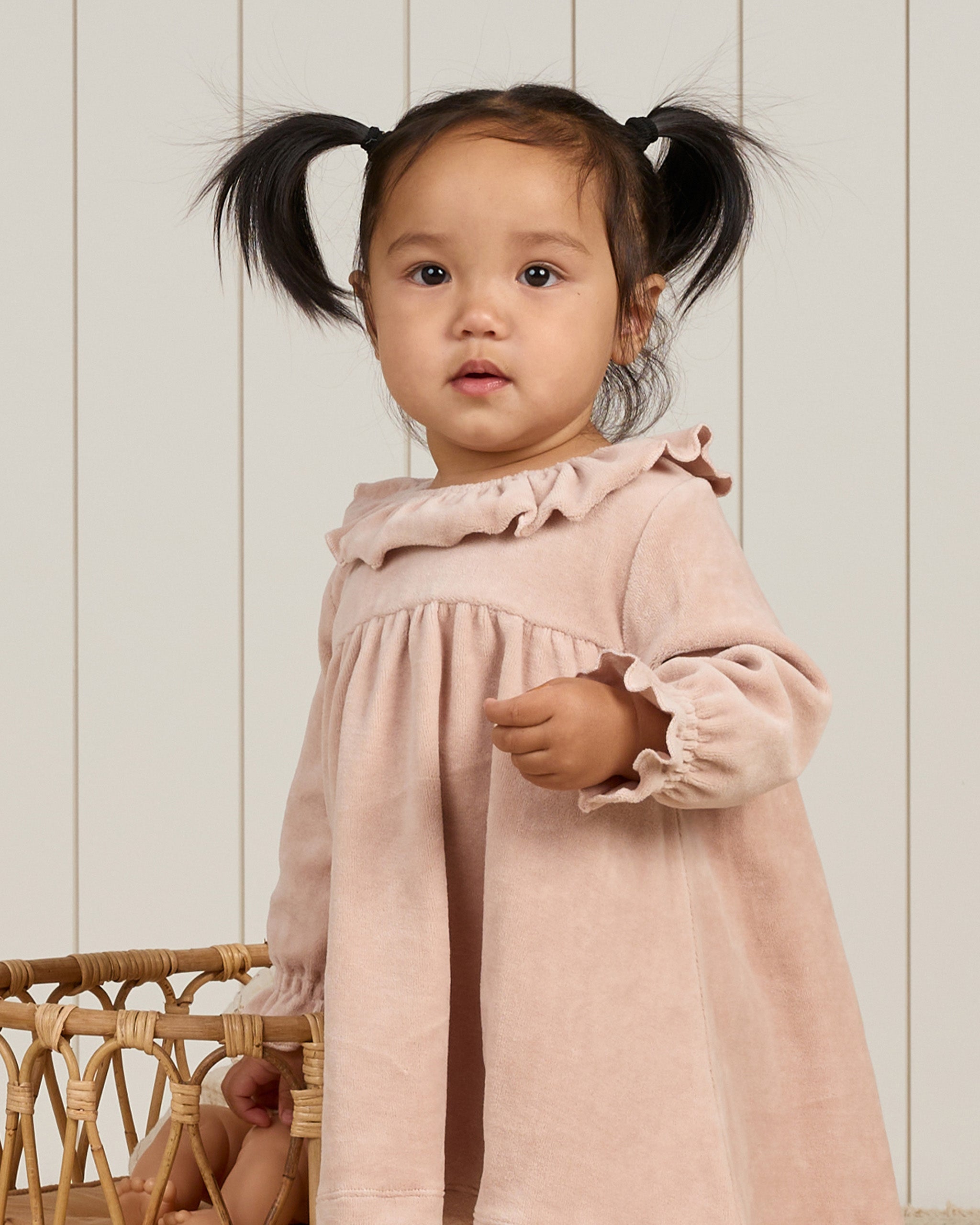 Velour Baby Dress || Blush