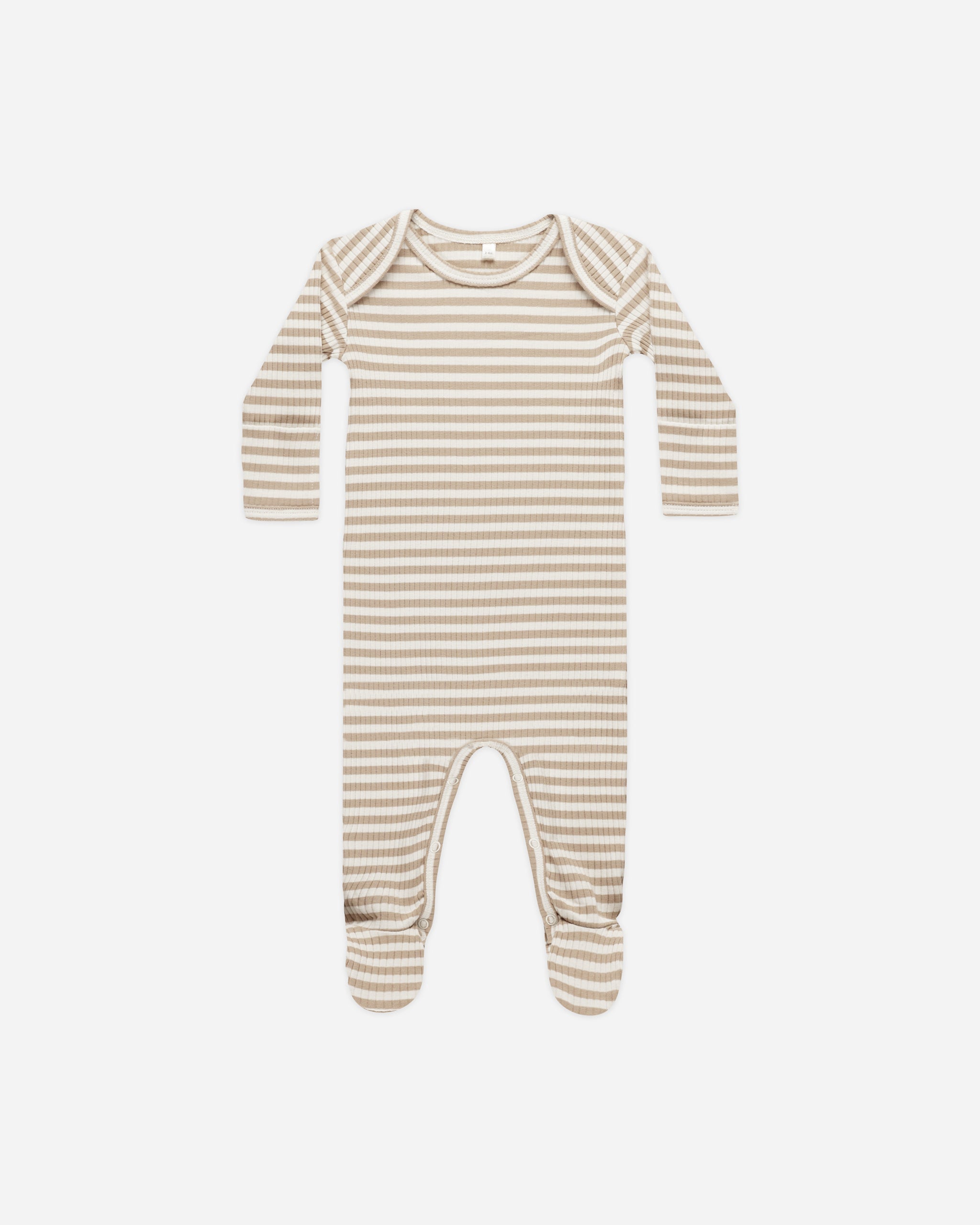 Ribbed Footie || Latte Stripe