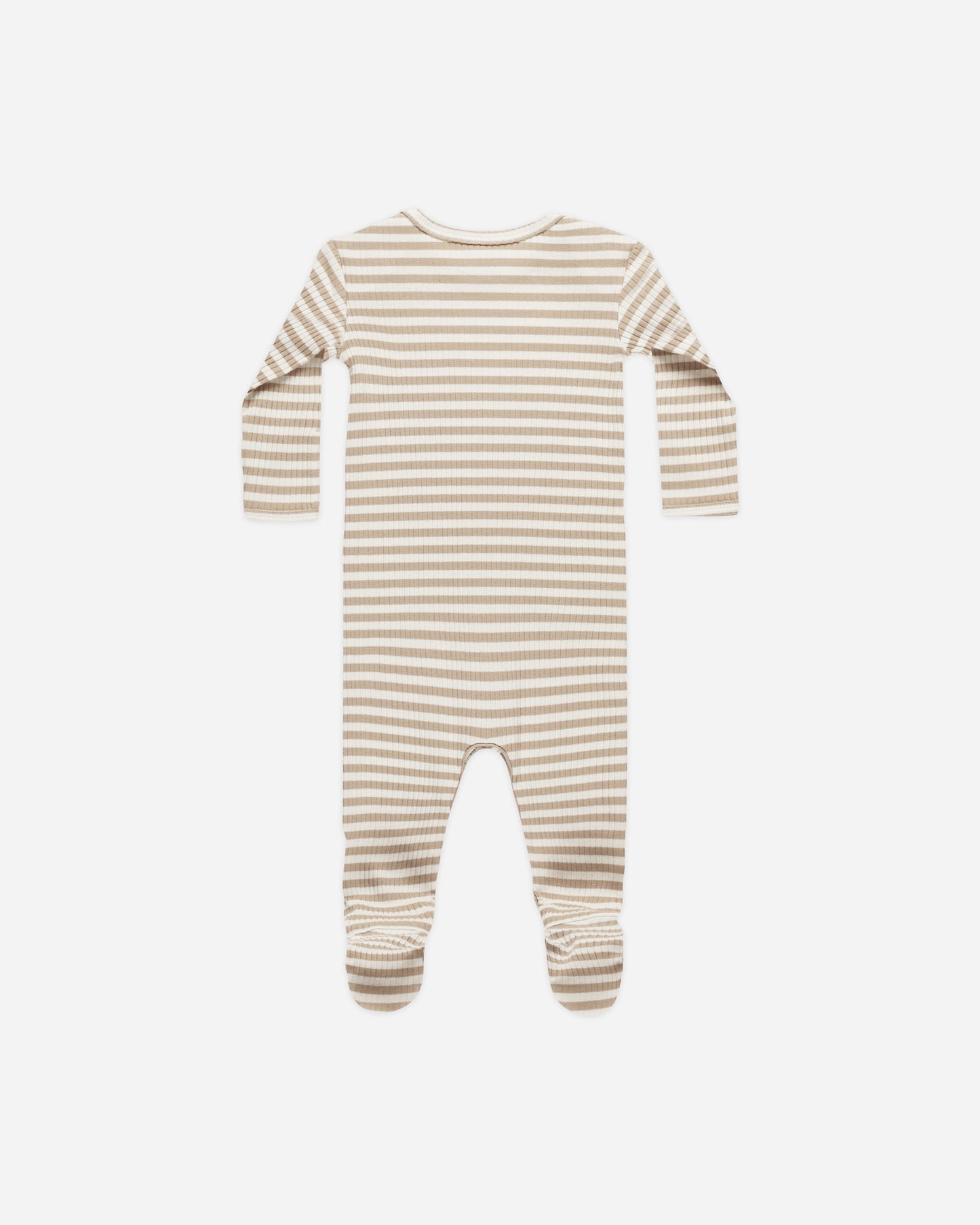 Ribbed Footie || Latte Stripe