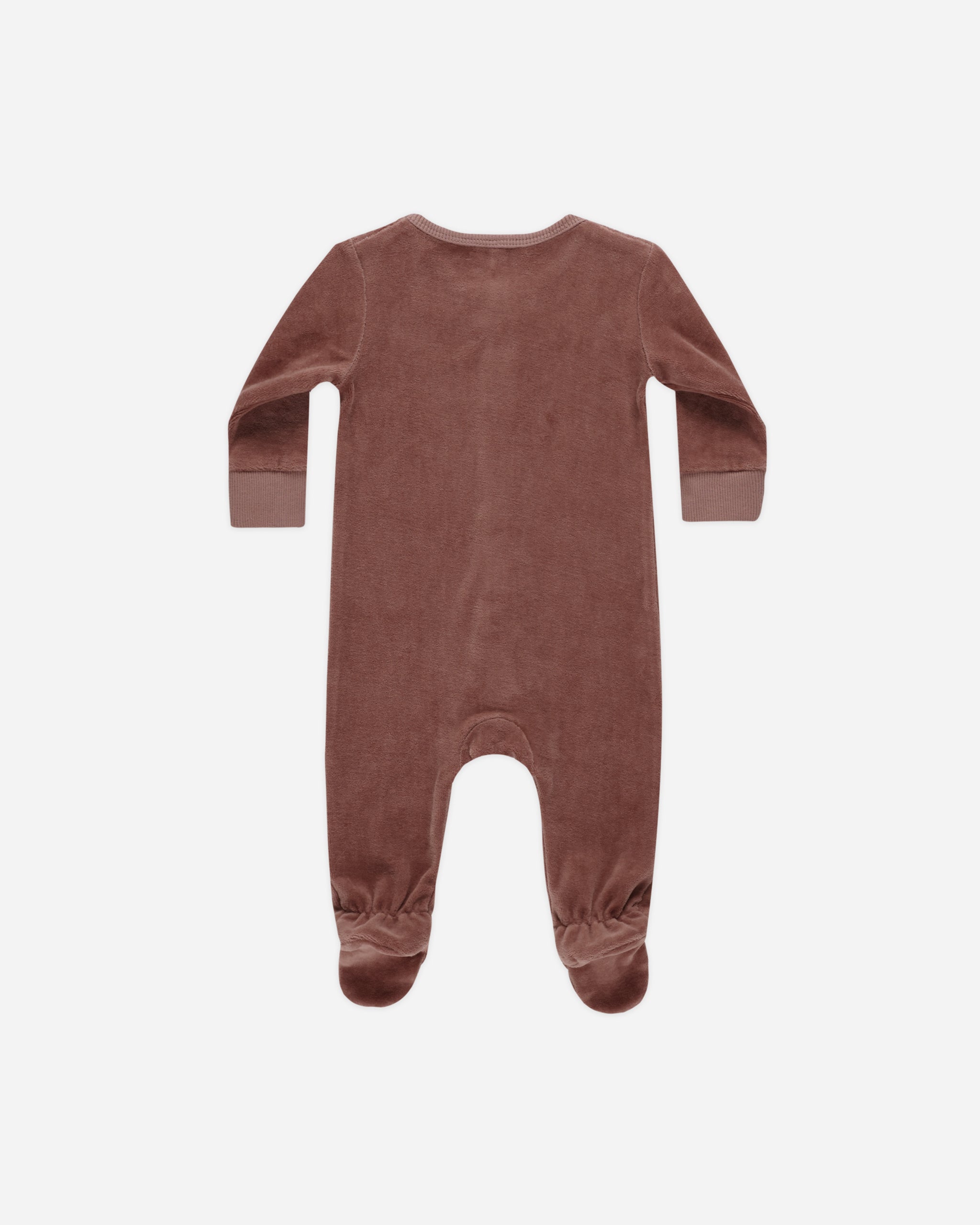 Velour Hidden Snap Footie || Cranberry