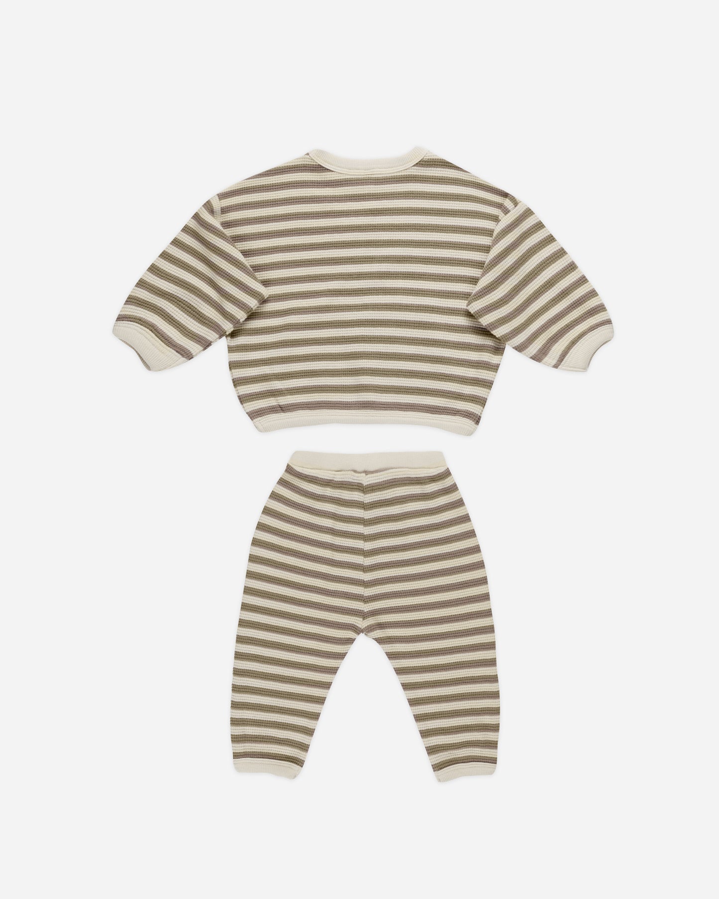 Waffle Slouch Set || Olive Stripe