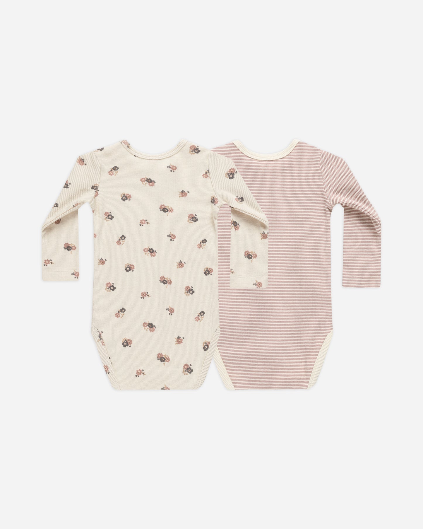 Ribbed Bodysuit, 2 Pack || Wild Flowers, Mauve Stripe