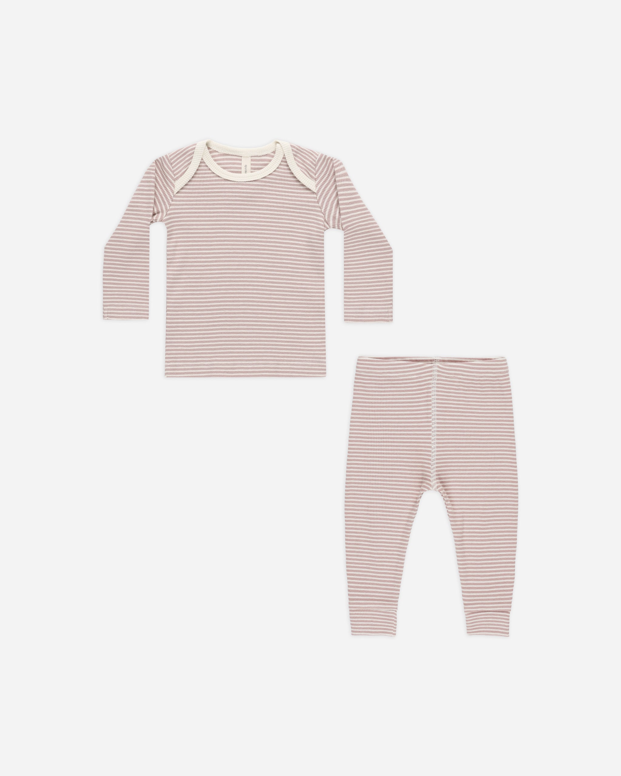 Ribbed Tee + Legging Set || Mauve Stripe