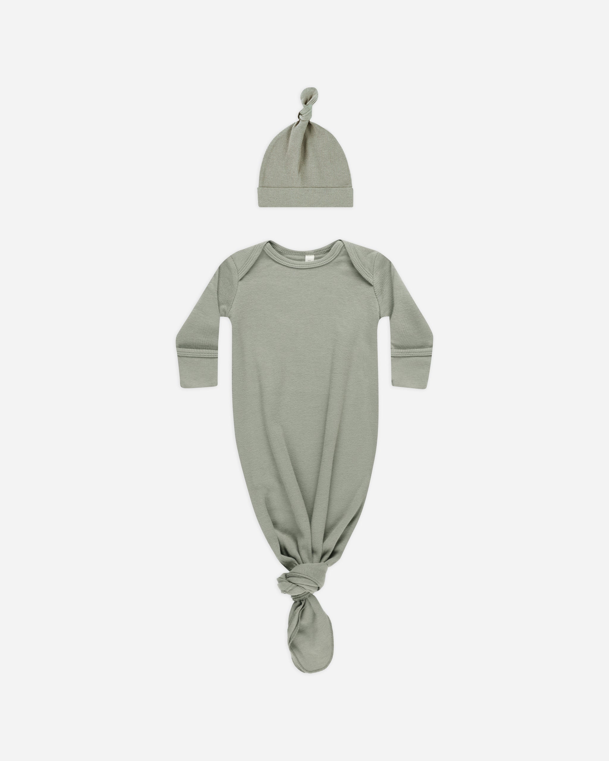 Knotted Baby Gown + Hat Set || Basil