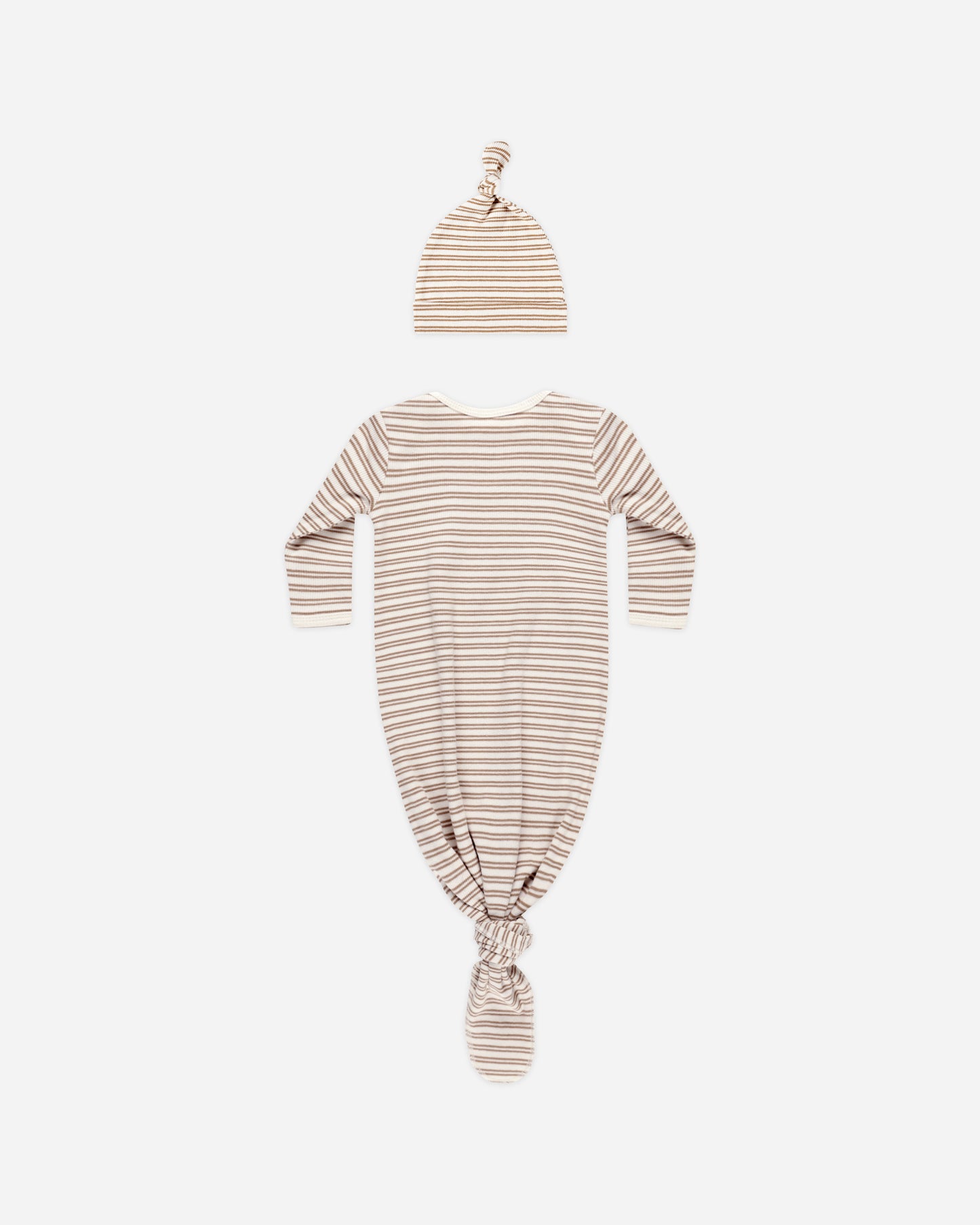 Knotted Baby Gown + Hat Set || Golden Stripe