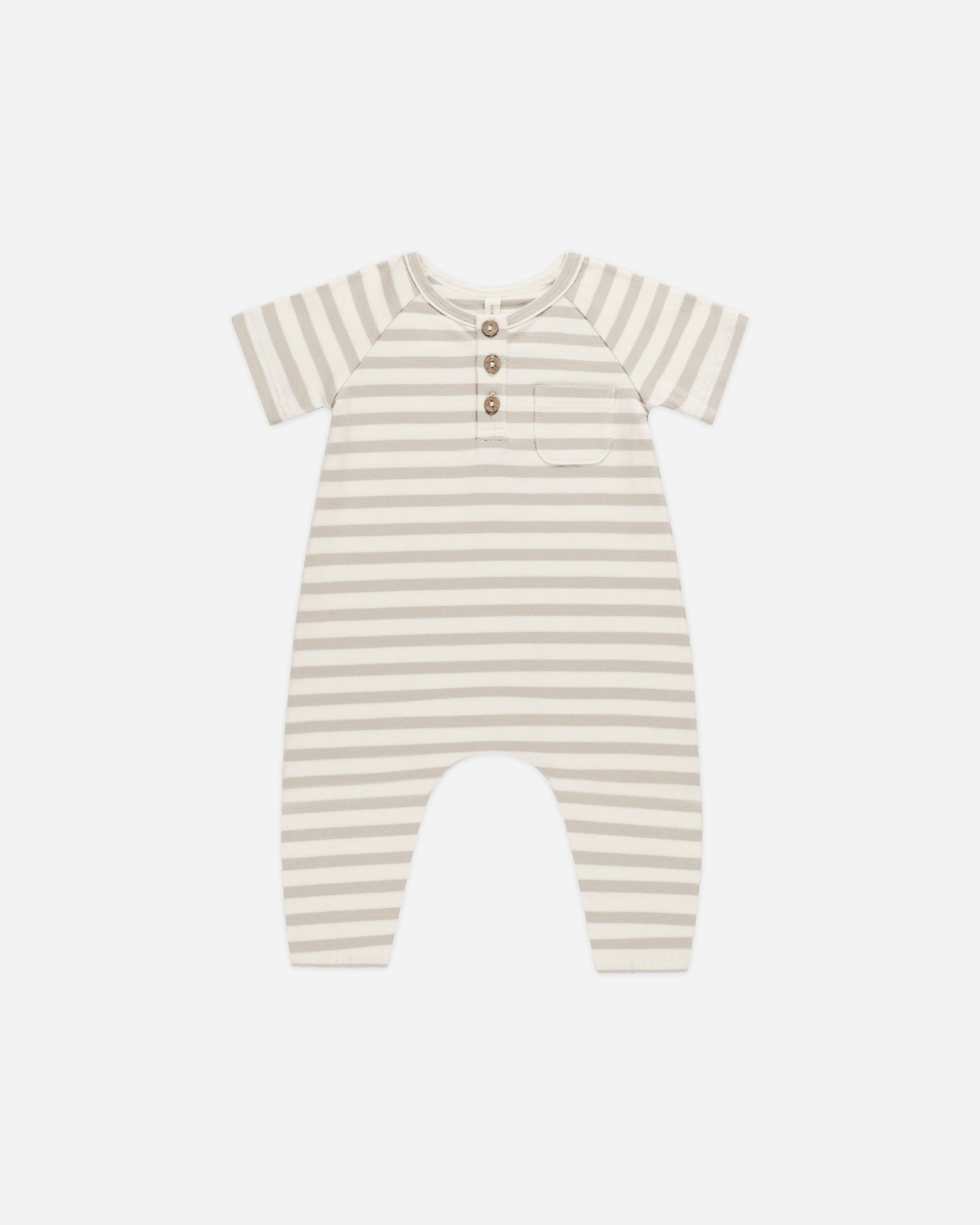 Short Sleeve Jumpsuit || Grey Stripe