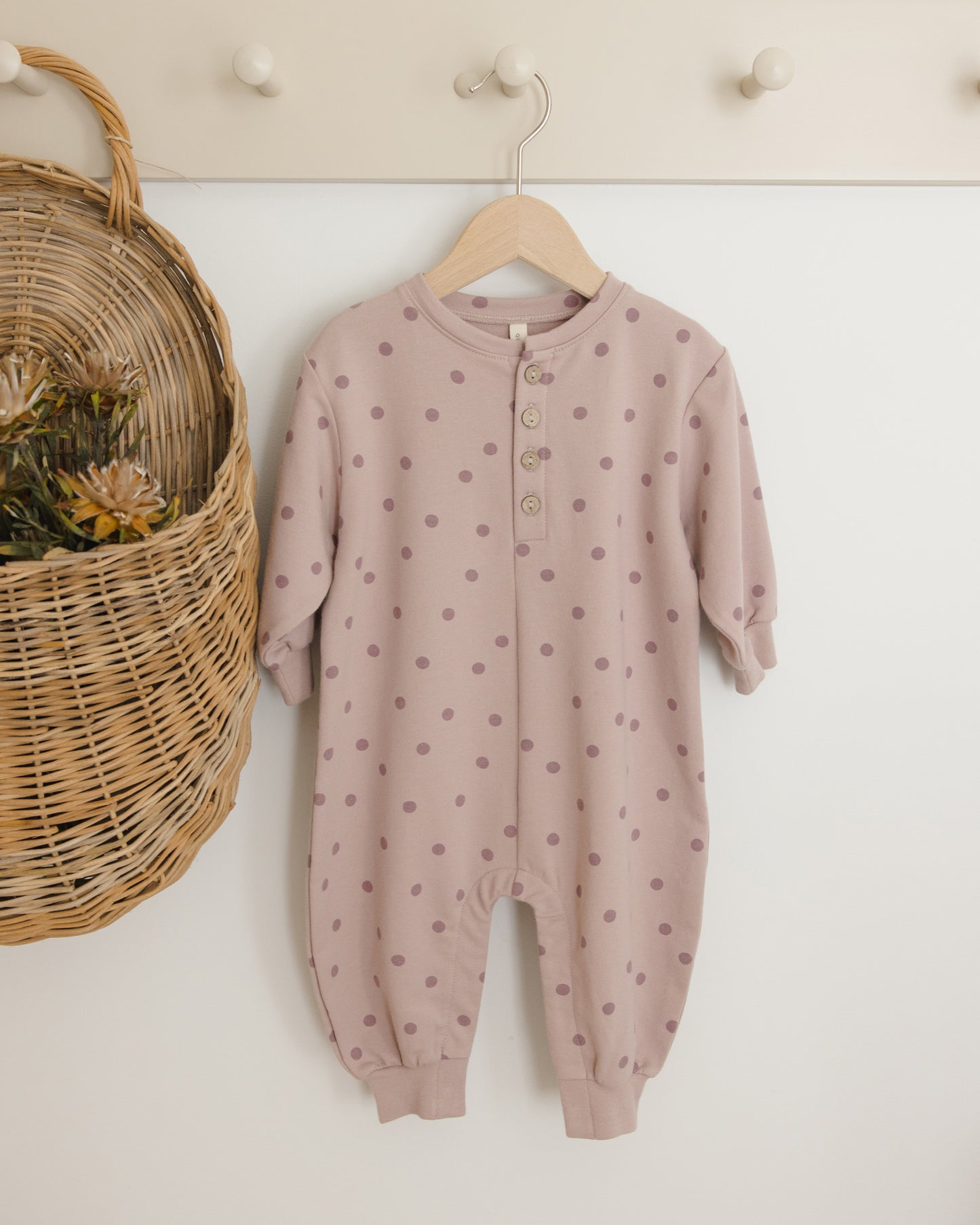 Relaxed Fleece Jumpsuit || Polka Dots