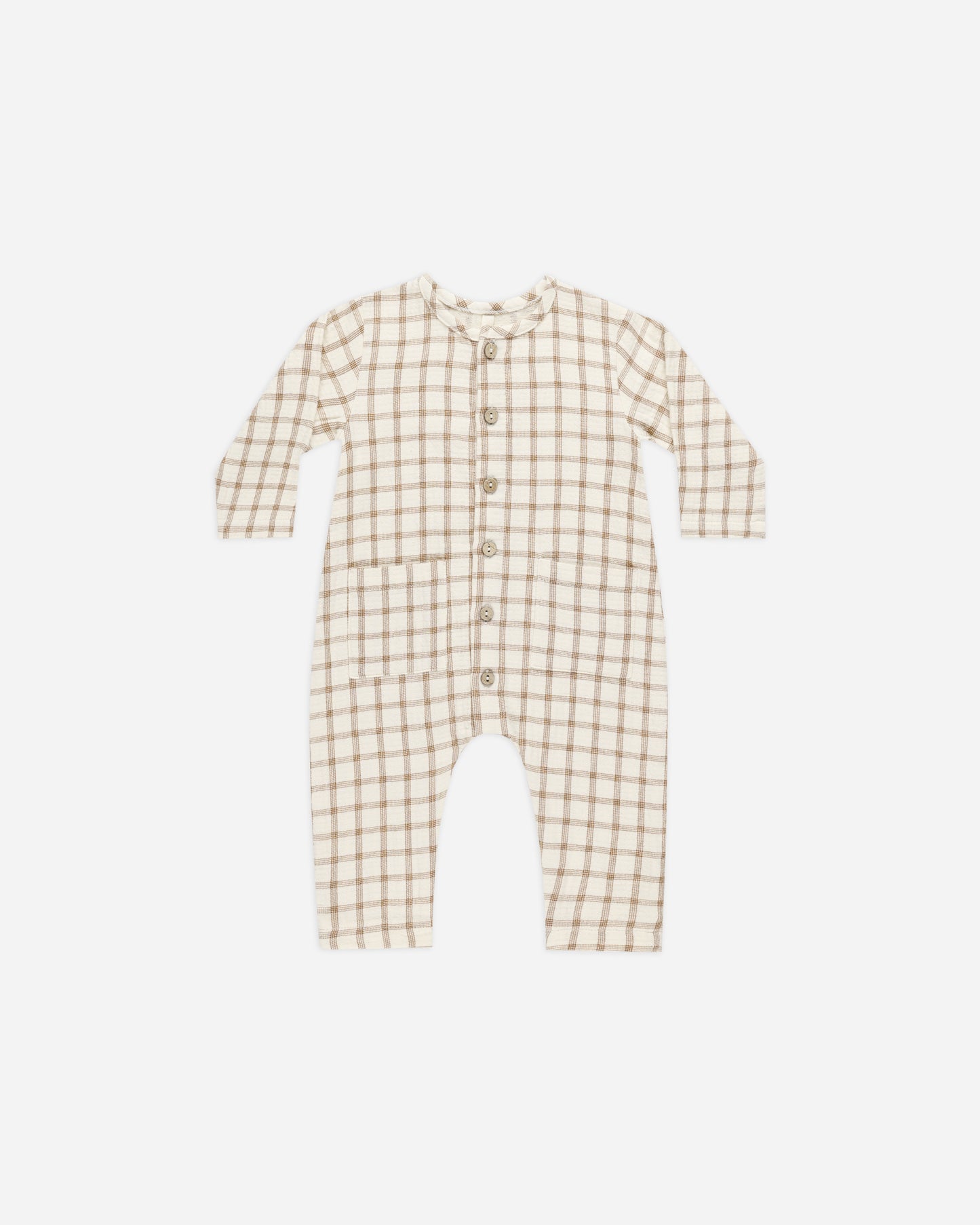 Pocketed Woven Jumpsuit || Cinnamon Plaid