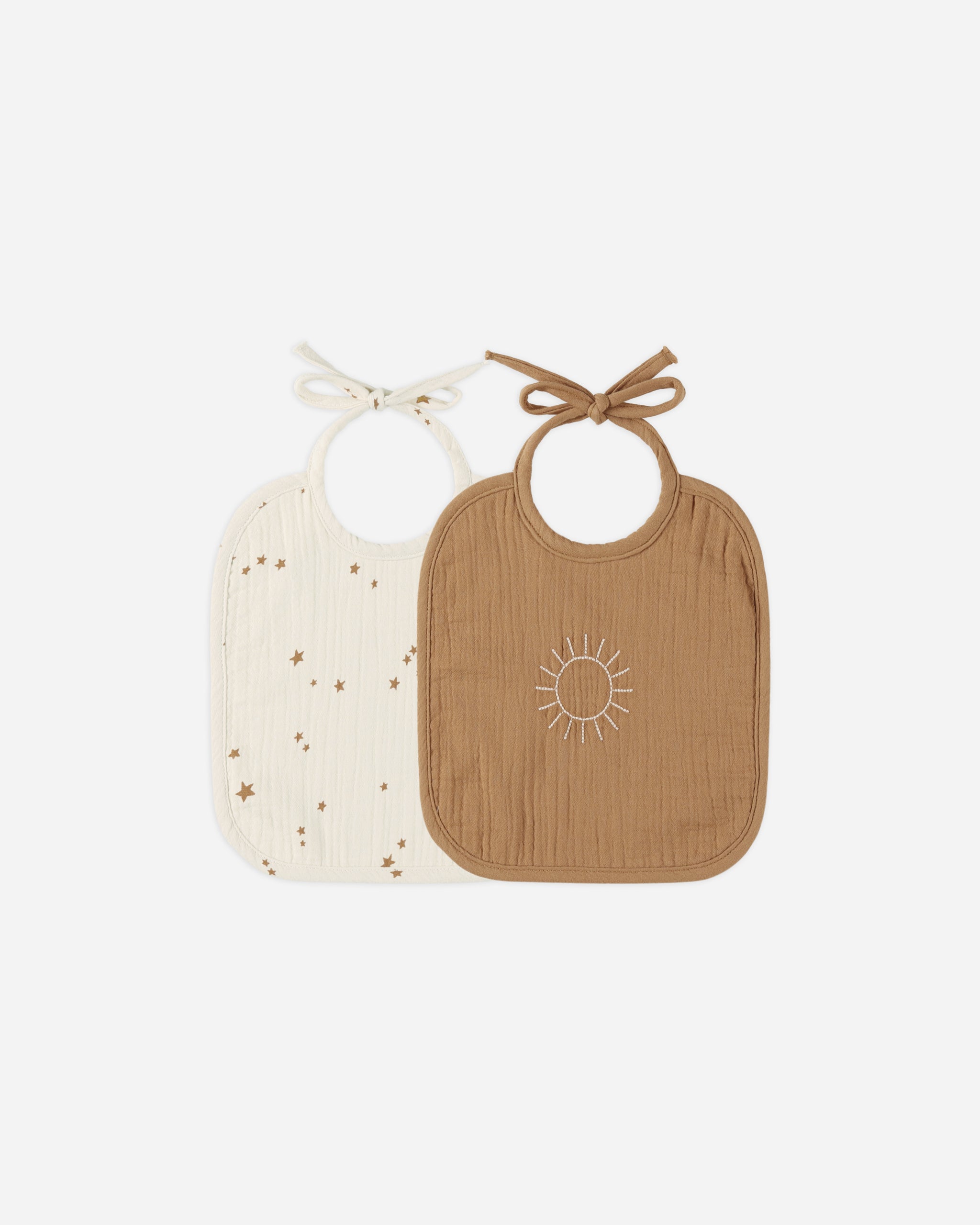 Woven Tie Bib, 2 Pack || Stars, Golden