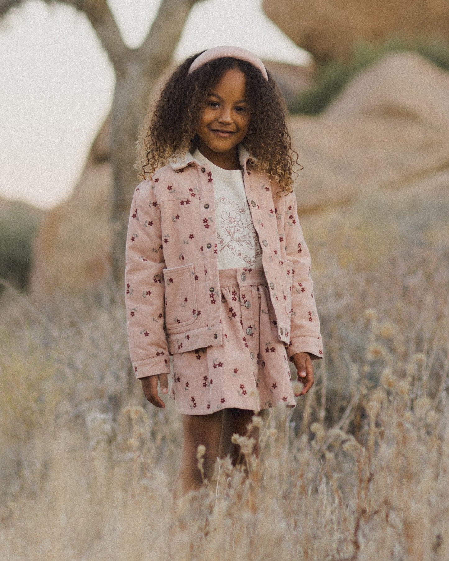 Button Front Mini Skirt || Blossom Embroidery