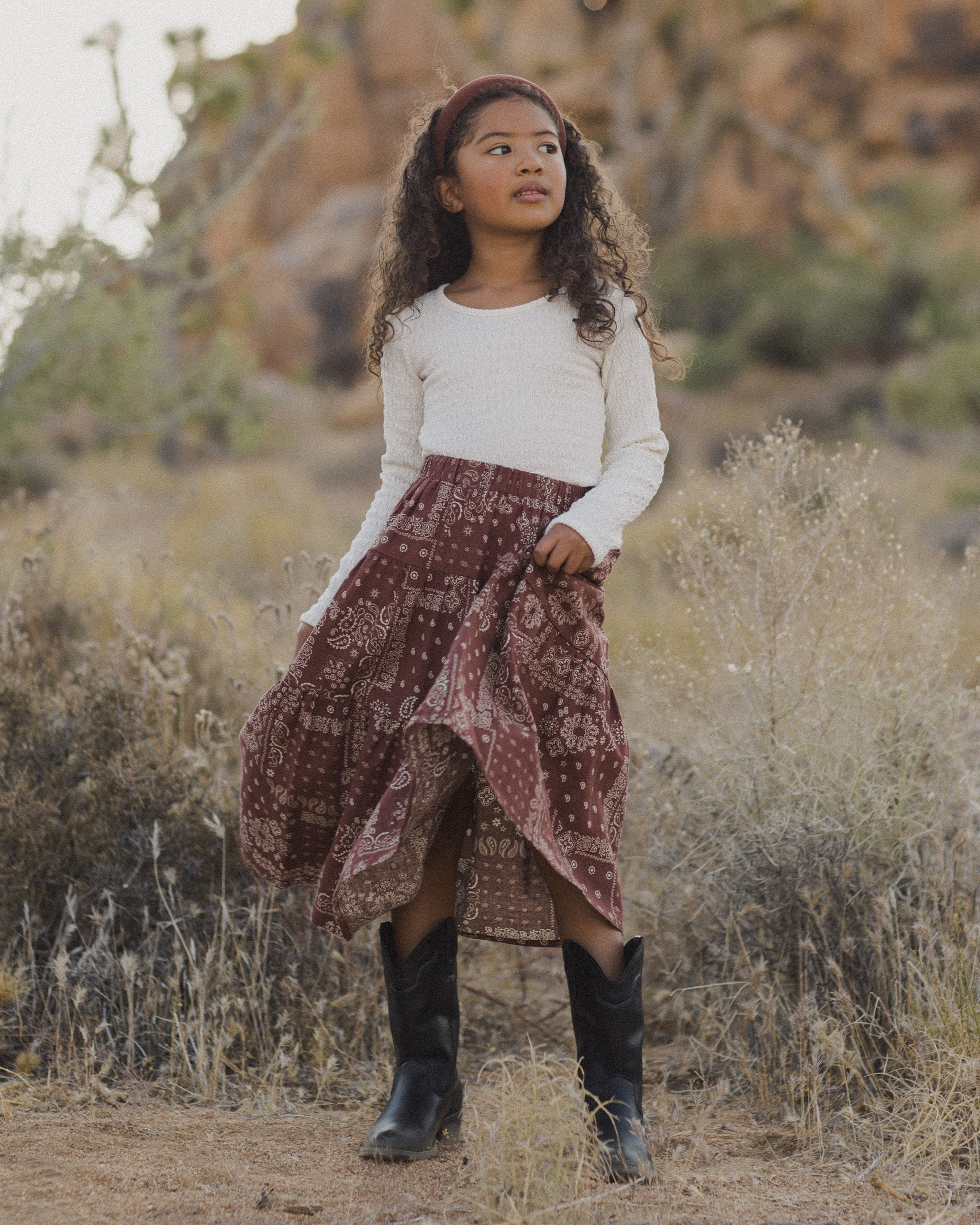 Tiered Midi Skirt || Brick Bandana