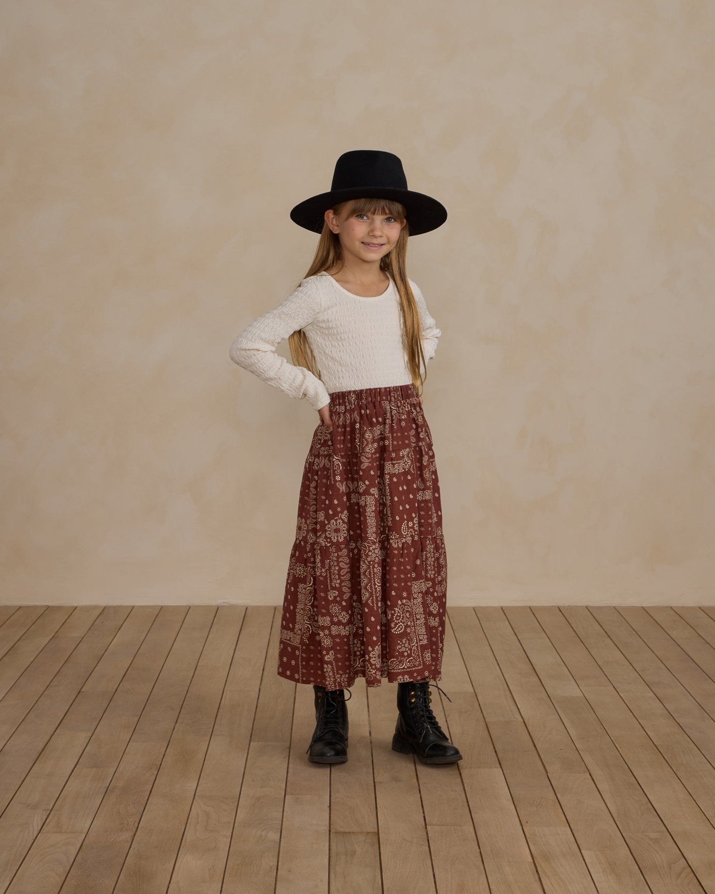 Tiered Midi Skirt || Brick Bandana