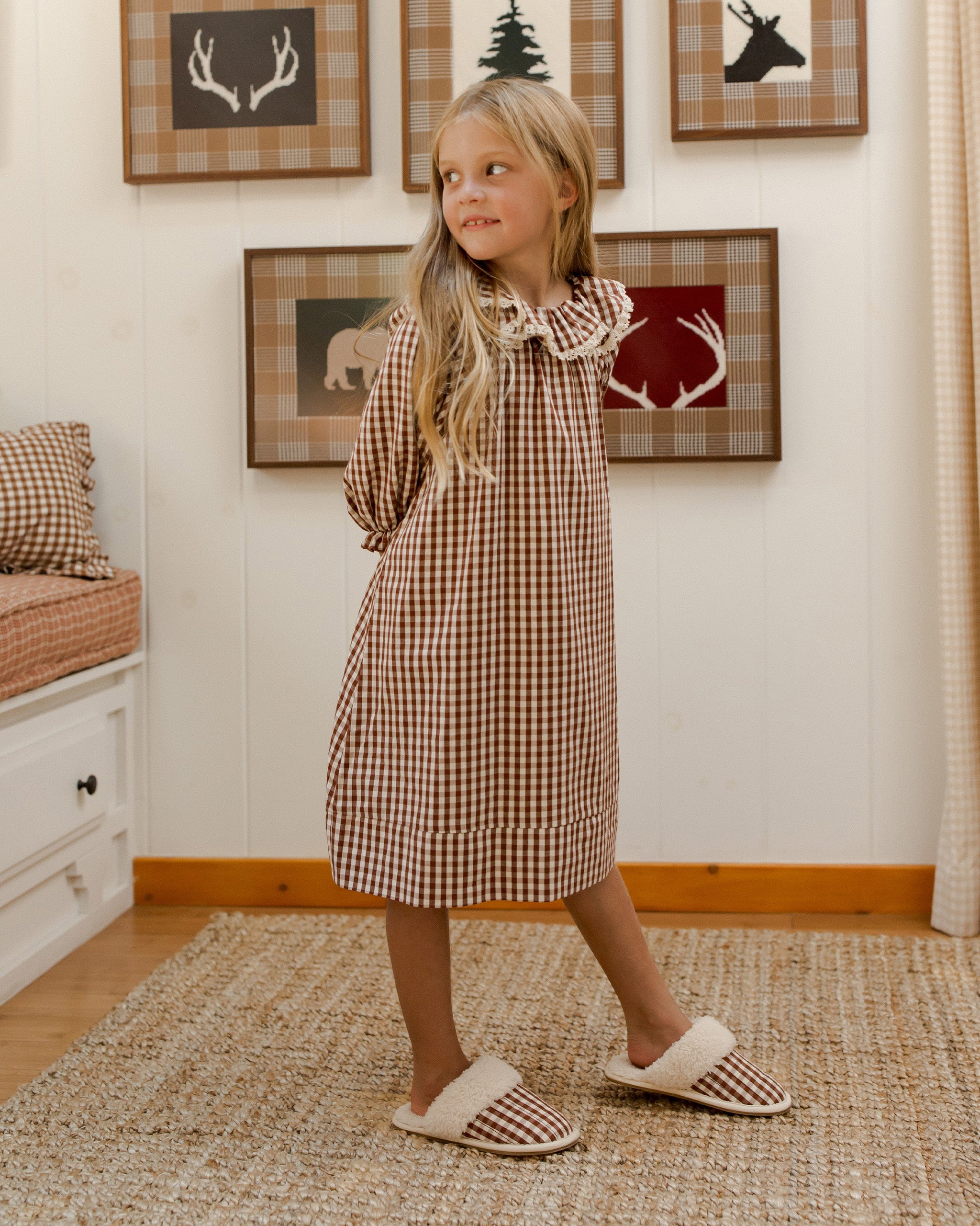 Girl's Nightgown || Brick Gingham