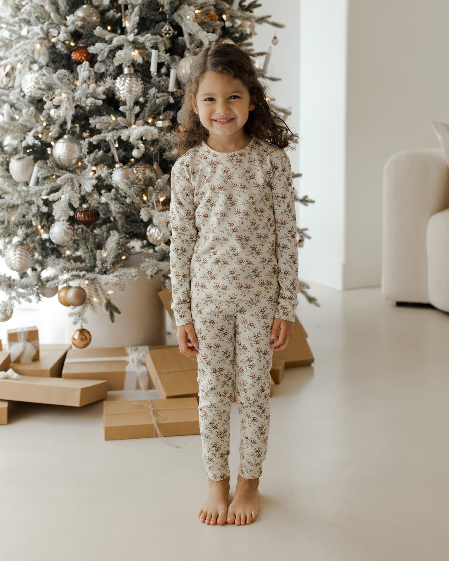 Organic Long Sleeve Pajama Set || Holiday Floral