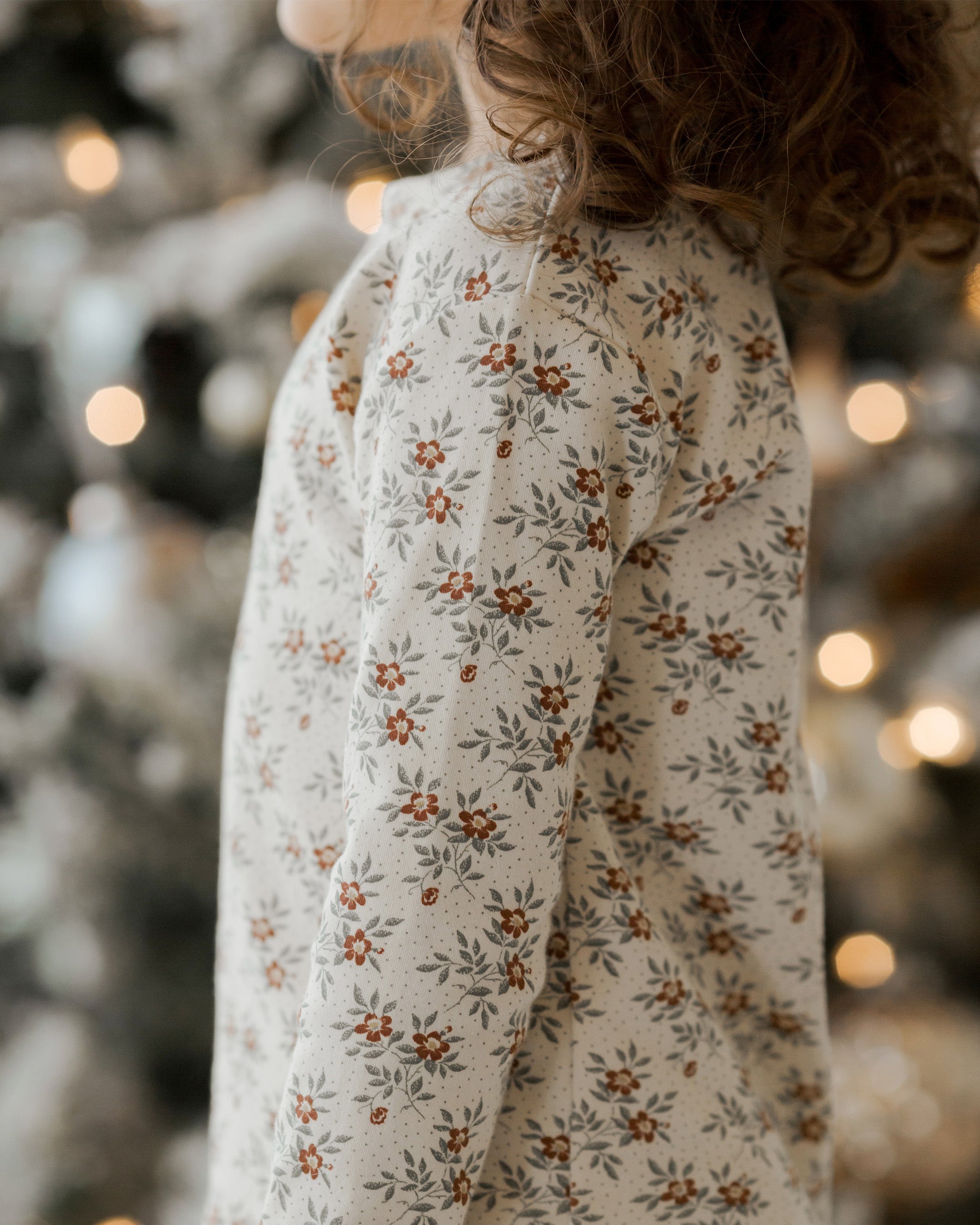 Organic Long Sleeve Pajama Set || Holiday Floral