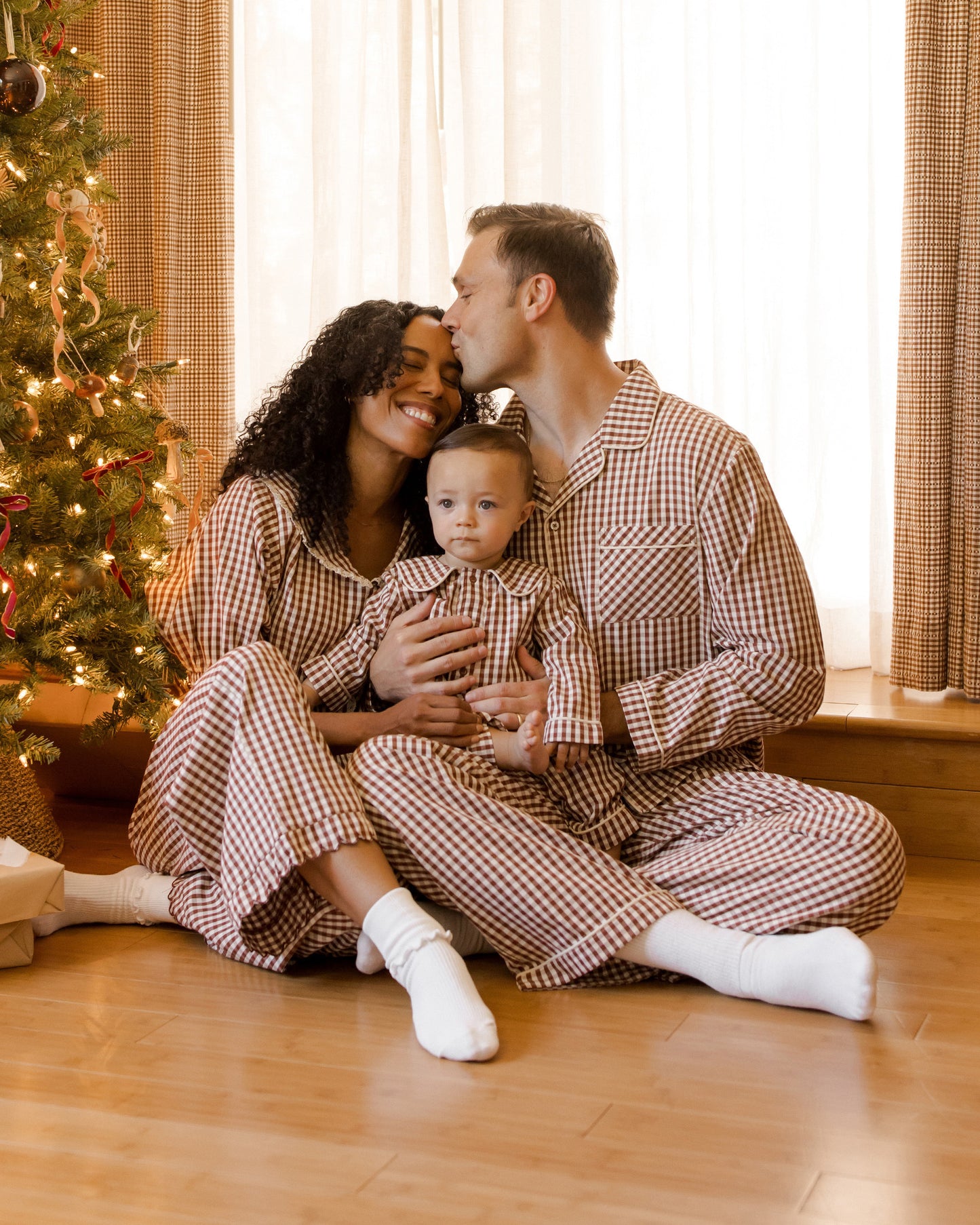 Baby Pajama Romper || Brick Gingham