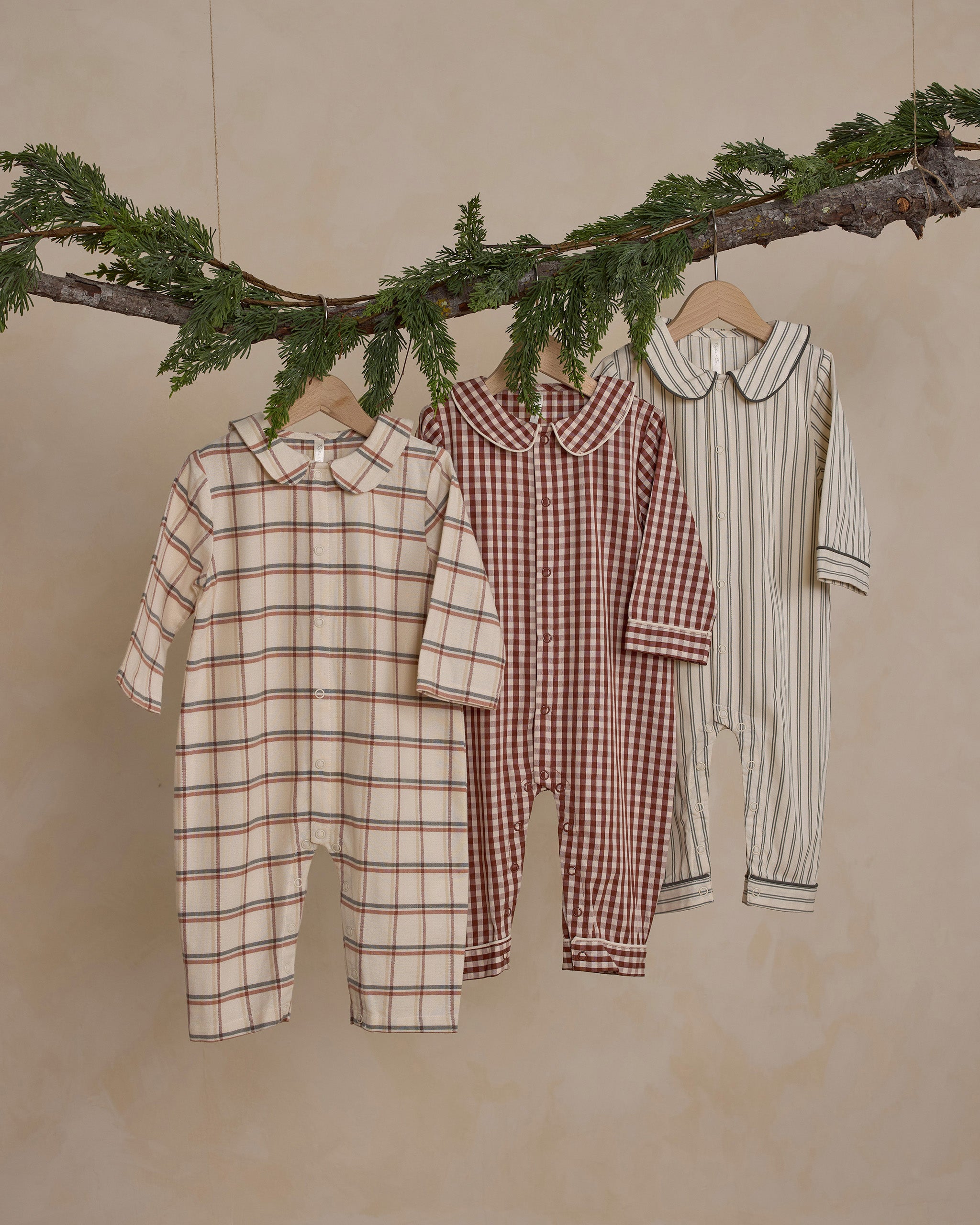 Baby Pajama Romper || Holiday Plaid