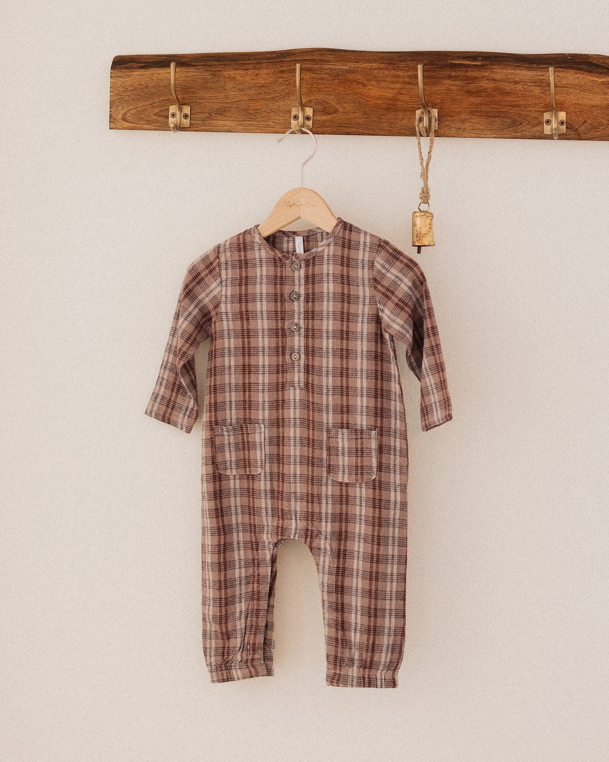 Long Sleeve Woven Jumpsuit || Autumn Plaid