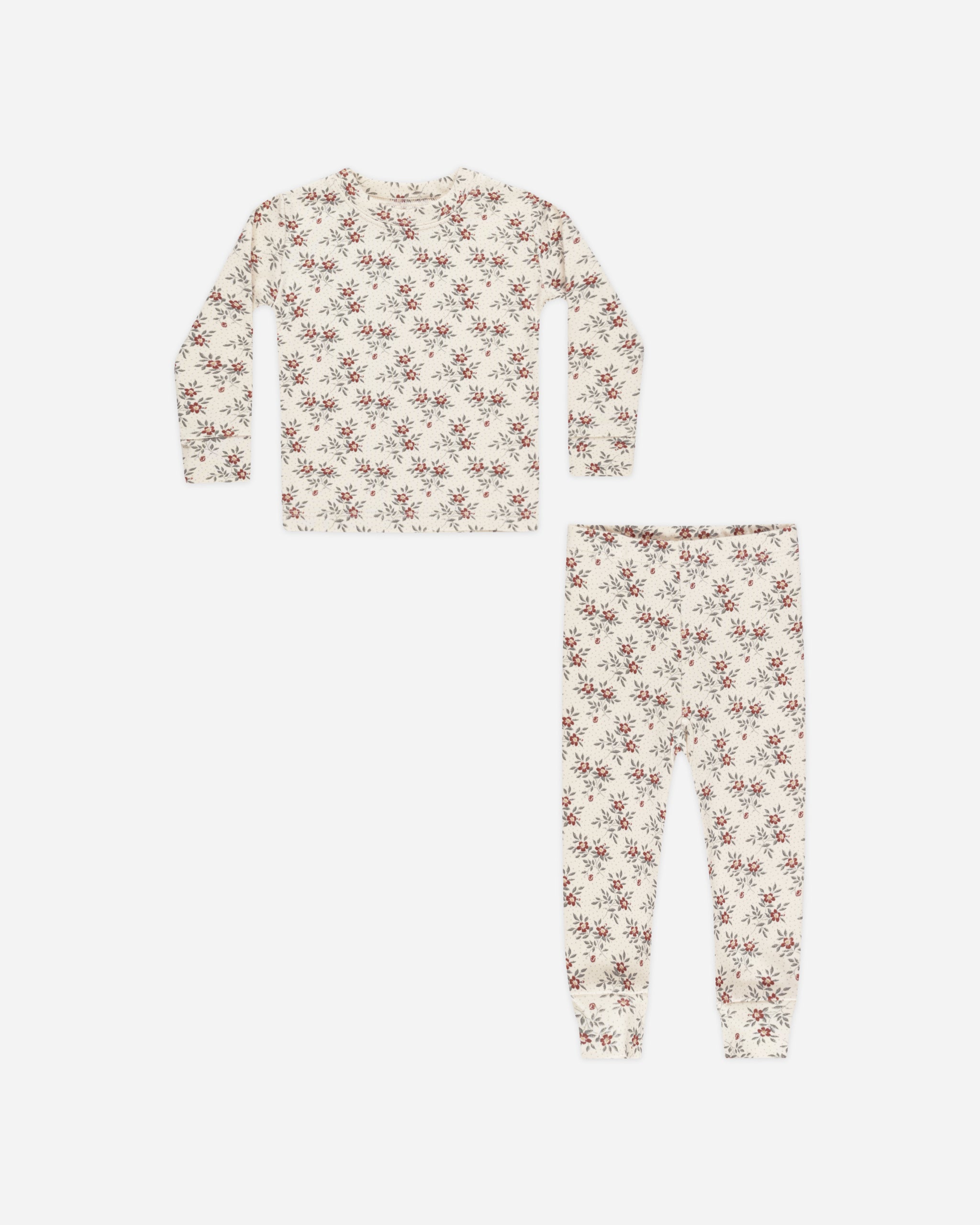 Organic Long Sleeve Pajama Set || Holiday Floral