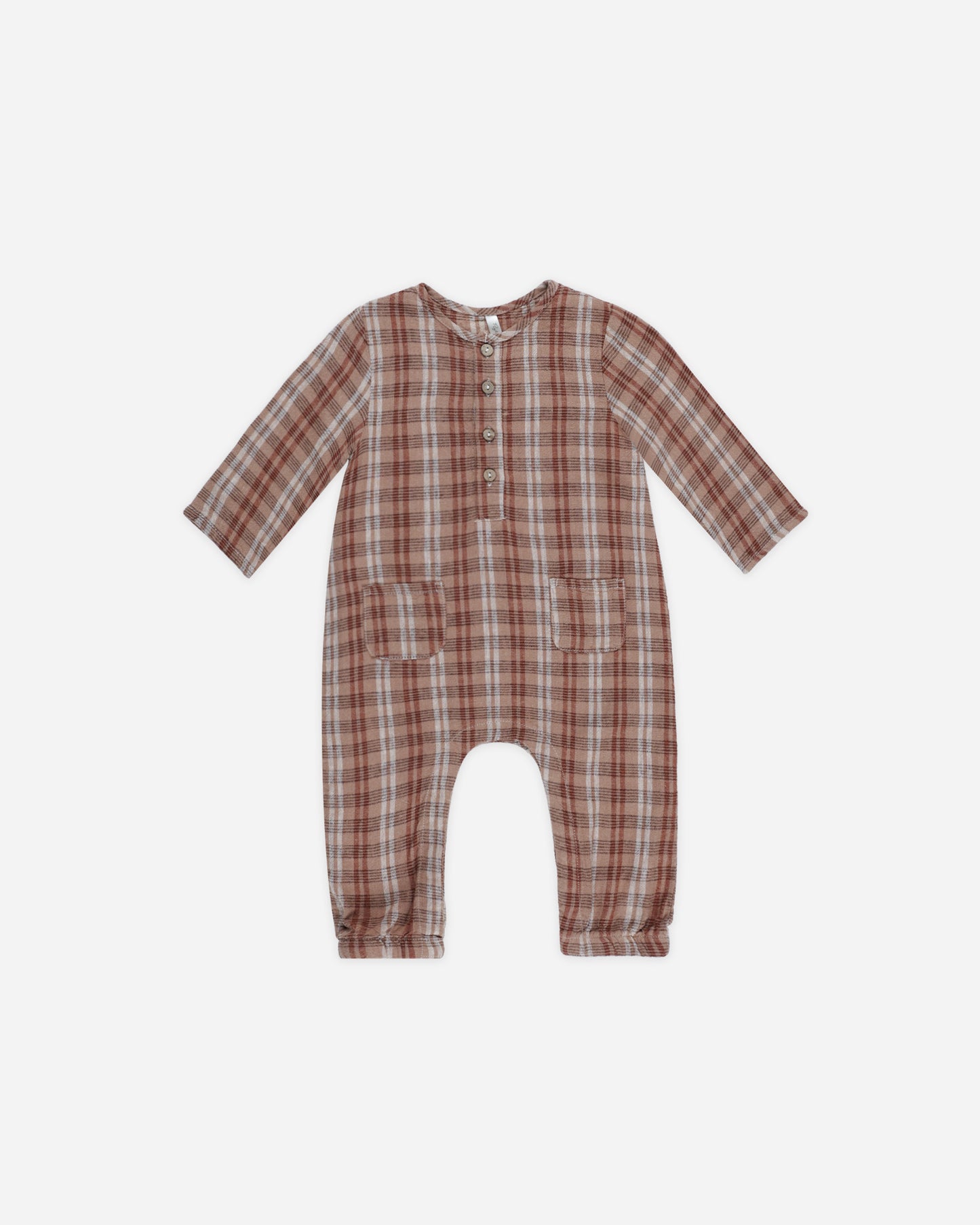 Long Sleeve Woven Jumpsuit || Autumn Plaid