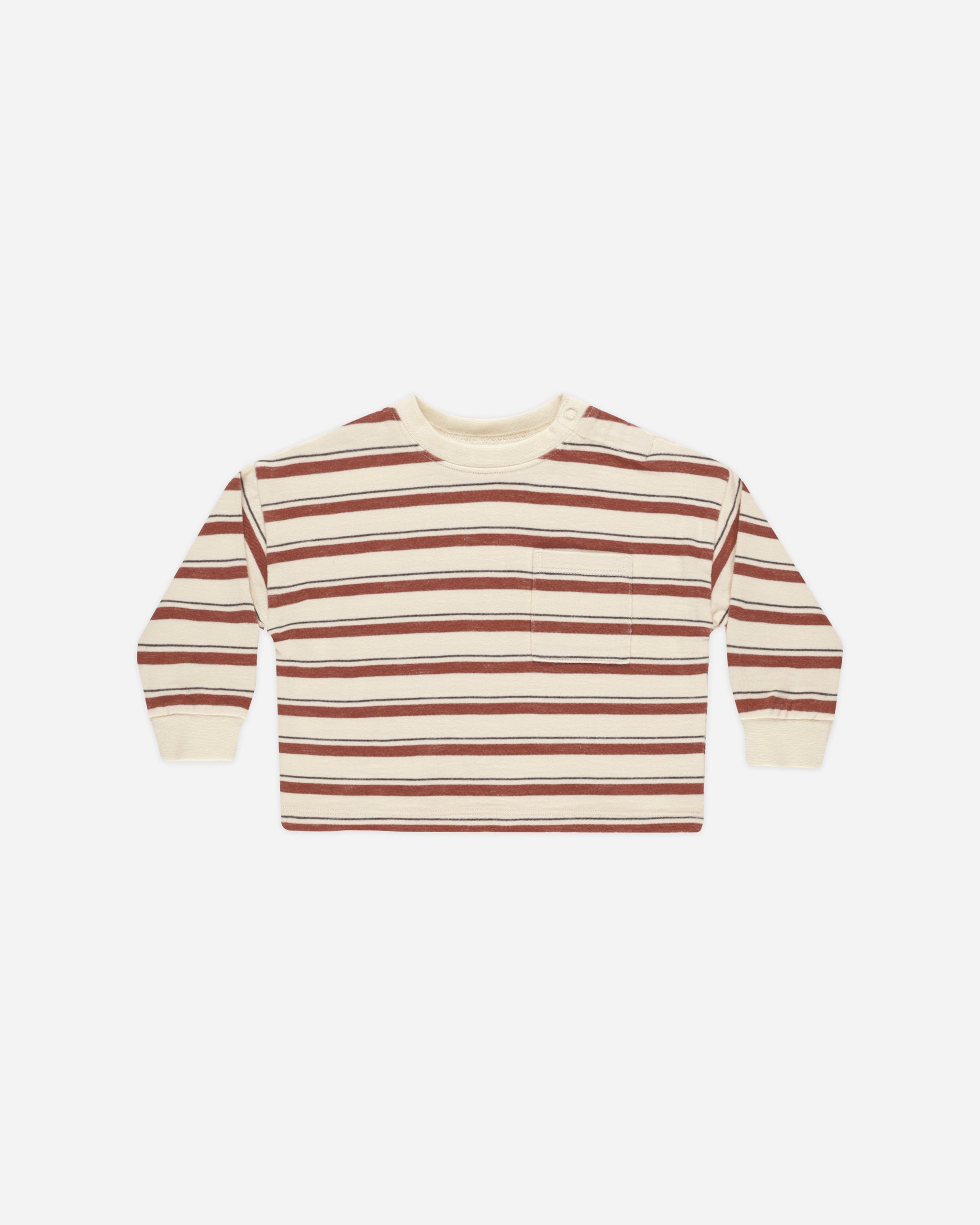 Relaxed Long Sleeve Tee || Brick Stripe