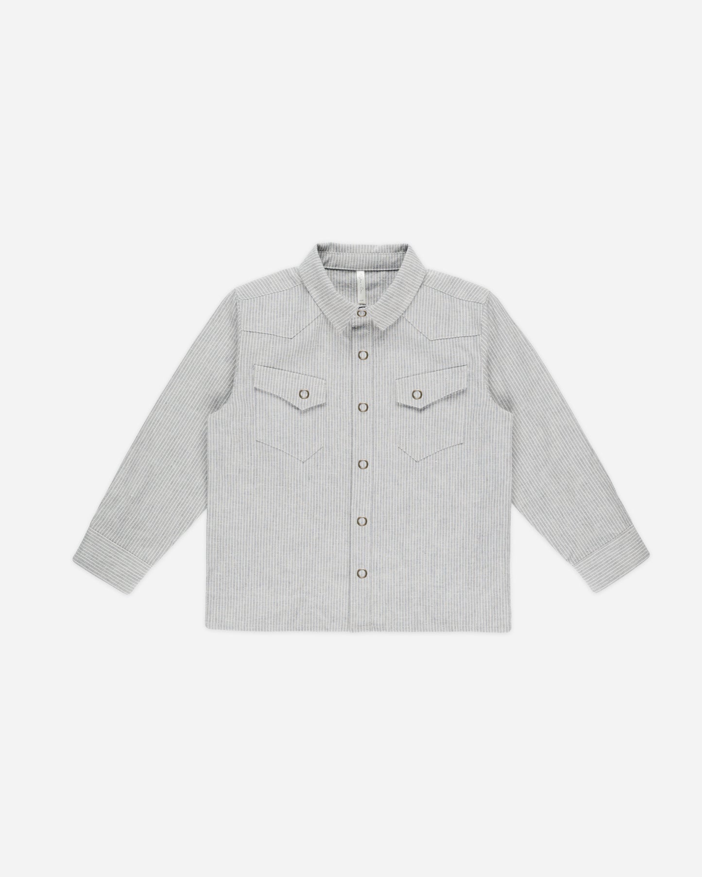 Long Sleeve Western Shirt || Blue Micro Stripe