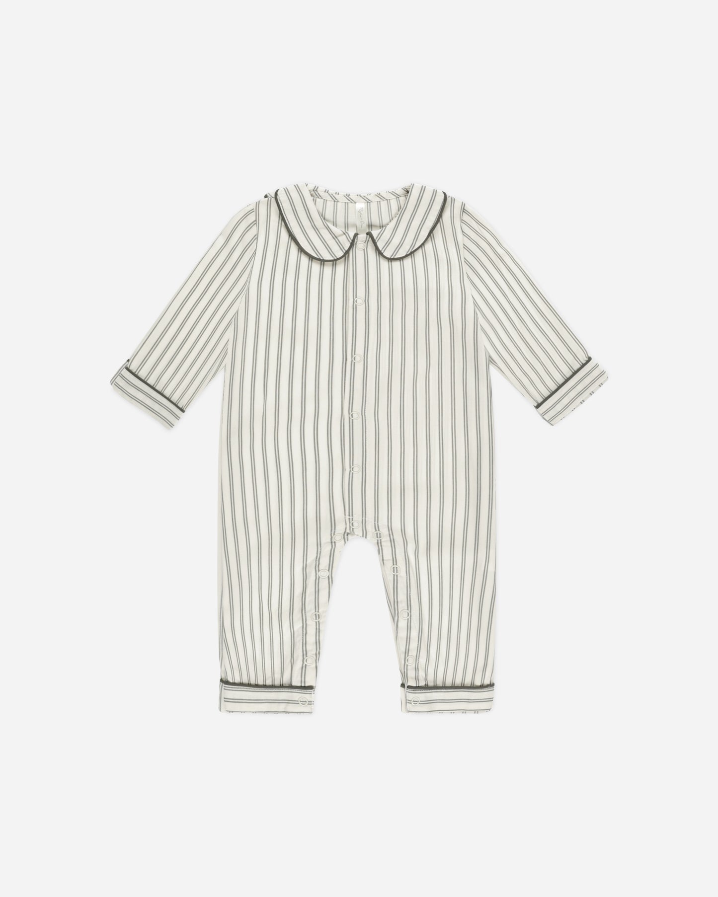 Baby Pajama Romper || Forest Pinstripe