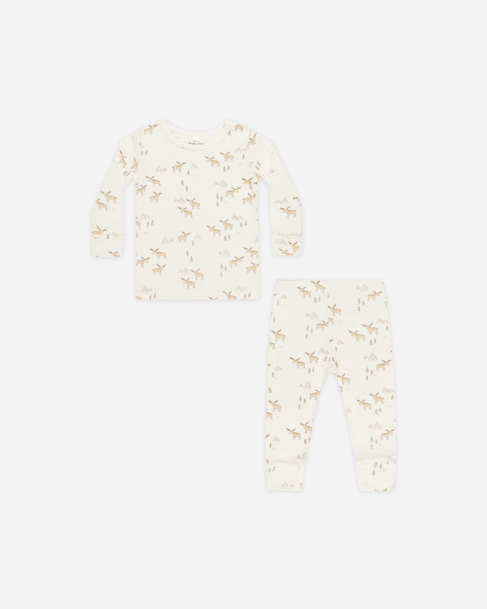 Long Sleeve Pajamas || Moose - Rylee + Cru | Kids Clothes | Trendy Baby Clothes | Modern Infant Outfits |