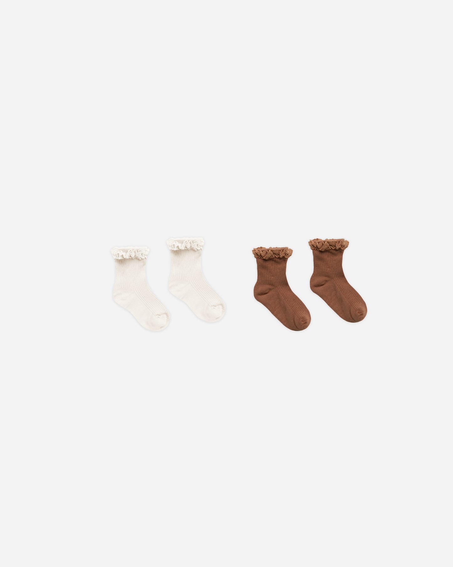 Lace Trim Sock Sets || Saddle, Ivory