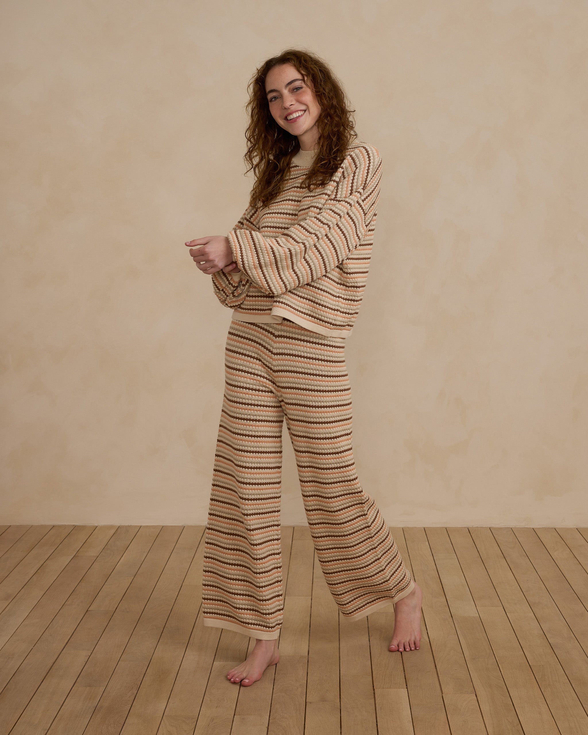 Knit Wide Leg Pant | Honeycomb Stripe