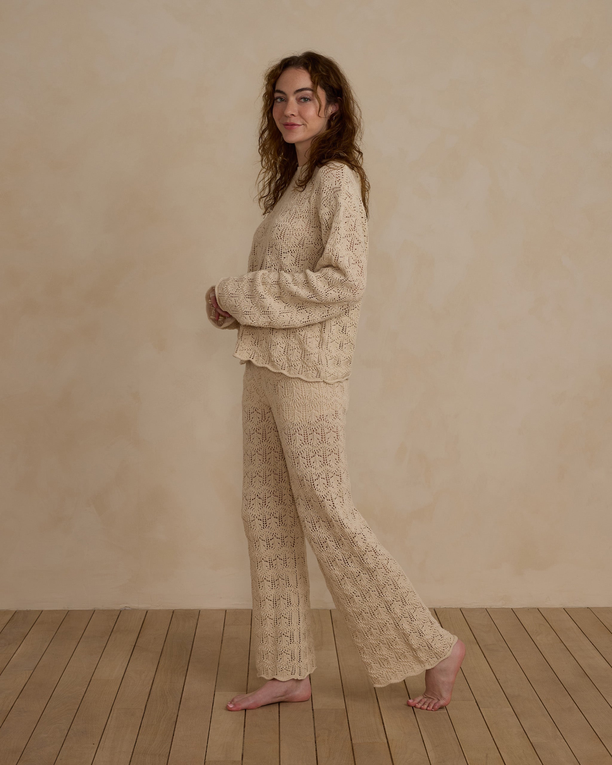 Crochet Knit Pant | Natural