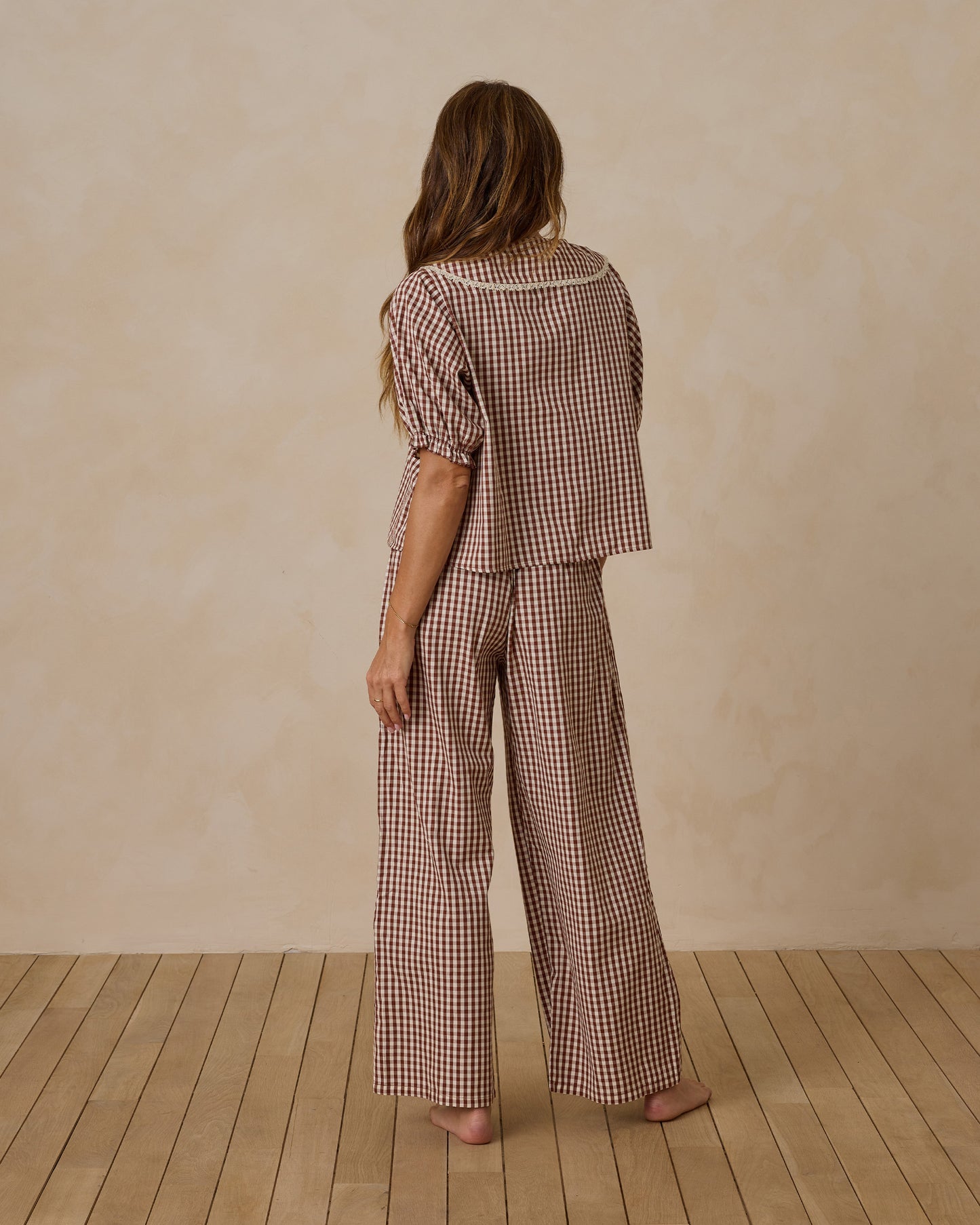 Ruffle Pajamas | Brick Gingham