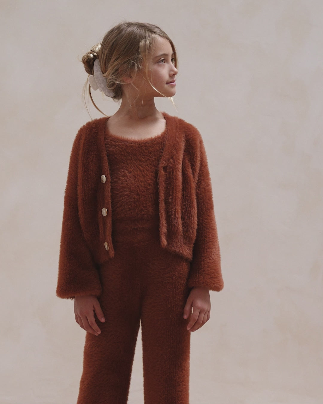 Fuzzy Cardigan || Brick